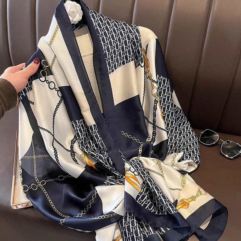 180*90cm merk zomer dames sjaal mode kwaliteit zachte zijden sjaals vrouwelijke sjaals foulard strand cover-ups wraps Silk Bandana