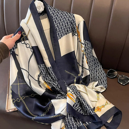 180*90cm merkevare Summer Women Scarf Fashion Quality Soft Silk SCLERVE Female Shawls Foulard Beach Cover-Ups Wraps Silk Bandana