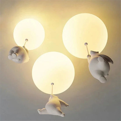 Kids Hanging lamp Cartoon Bear Pendant Lights for  Rooms Bedroom Lamp Children's Room Decor LED