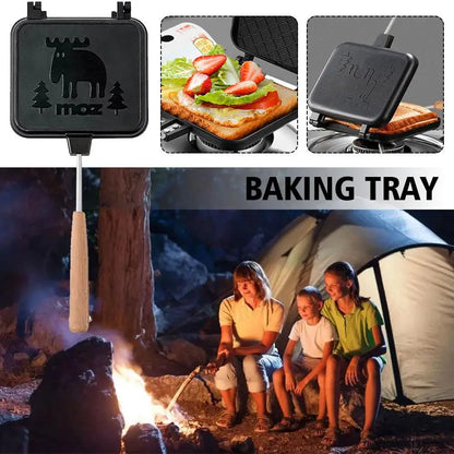 Breakfast Frying Pan Outdoor Detachable Baking Tray Non-Stick Foldable Sandwich Bread Fried Eggs Baking Plates Camping Supplies