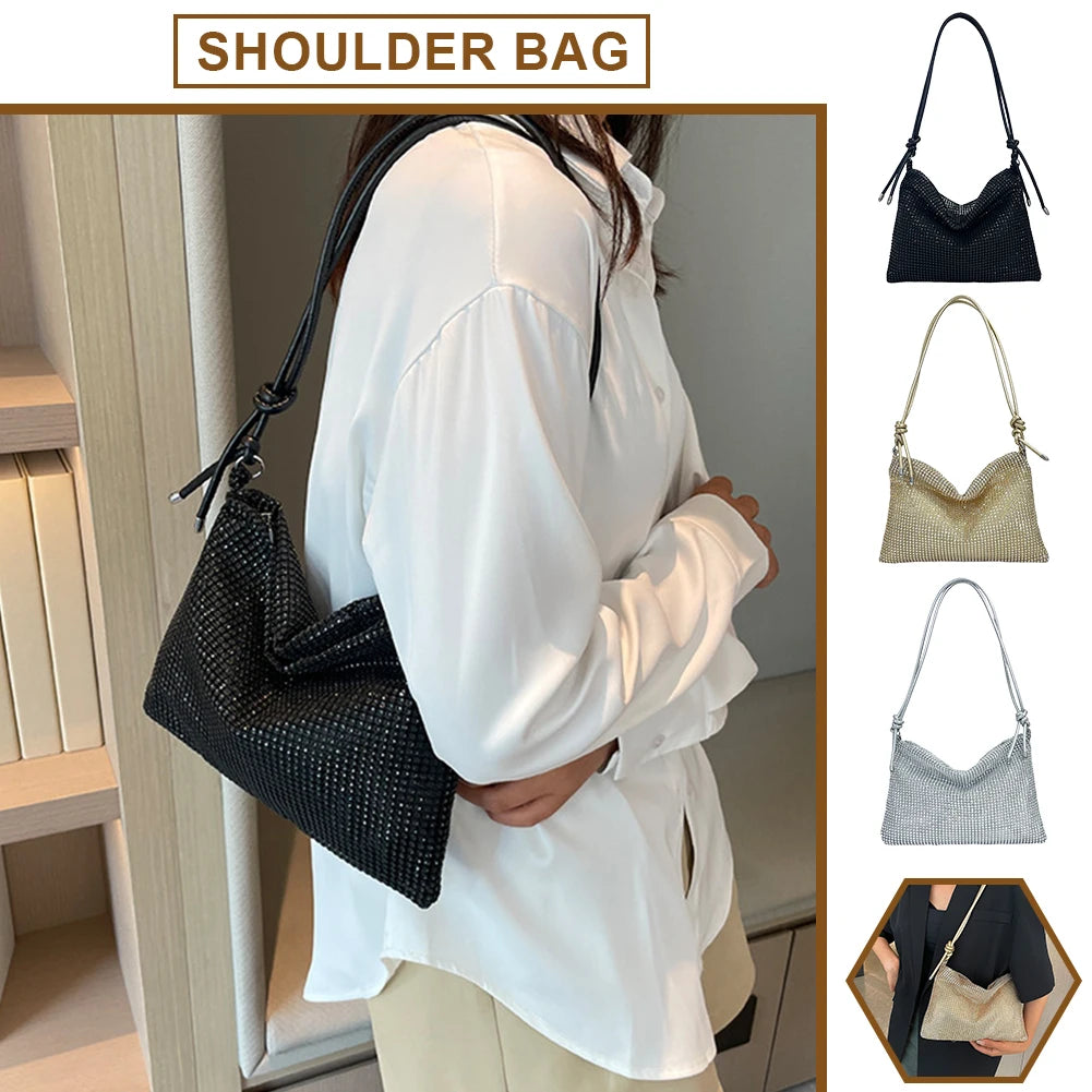 Kvinner skinnende Tote Bag Chic Sparkle Satchel Clutch Elegant Fashion Tote Handbag Zipper allsidig stropp Justerbar kveldshåndveske