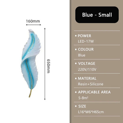 Nordic LED Feather Wall Lamp Creative Bedroom Bedside Living Room Background Home Light Resin Aisle Staircase Decor Wall Lamp