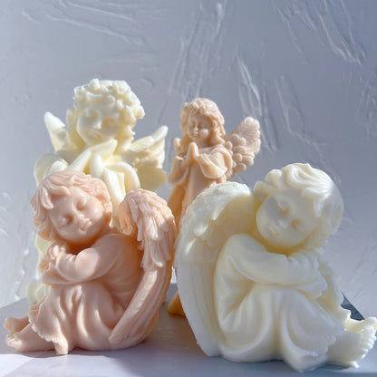 Kertészeti kézműves kerub szilikon penész fiú művészeti szobor szója viasz gyertya penész imádkozó lány angyal szobor otthoni dekoráció