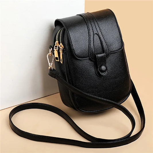Jednoduchý design PU kůže Crossbody Ramenní tašky pro ženy jarní retro značkové kabelky a peněženky dámy mobilní telefon Sac