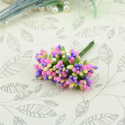 12/36/72/144Pcs Mini Stamen flower Artificial Flowers Craft Fake Flowers For Wedding Bouquet Party Scrapbooking Decor DIY