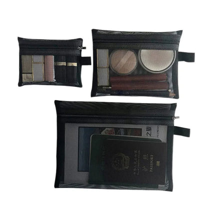 Naiset Mesh Cosmetic Bag Travel Storage meikkipussi järjestäjä Naisten meikkipussi kannettava pieni iso mäkailmakauneuskotelo