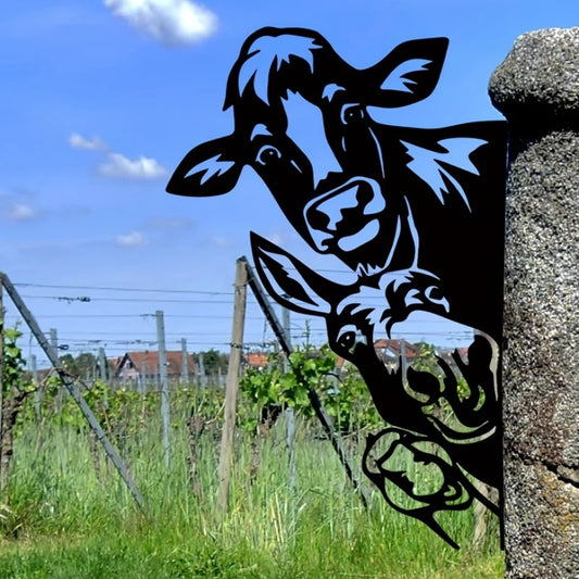 1PC Farm Peeping Animals Metal Art Sculpture - Arte moderna para jardim ao ar livre, presente de decoração de parede