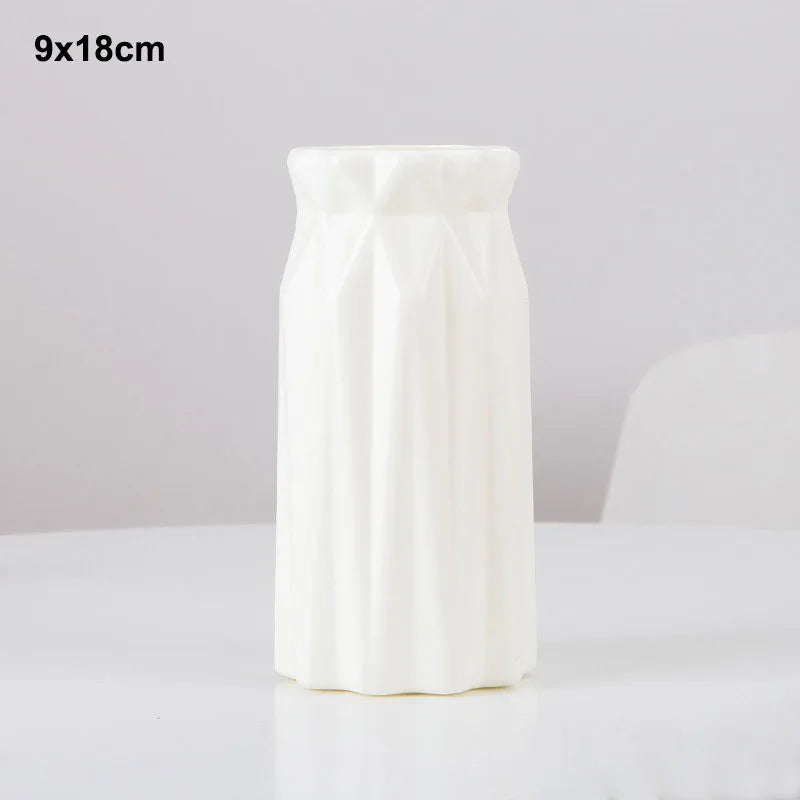 Morandi Plastic Vase Living Room Decoration Ornaments Modern Origami Plastic Vases for Flower Arrangements Home Decoration