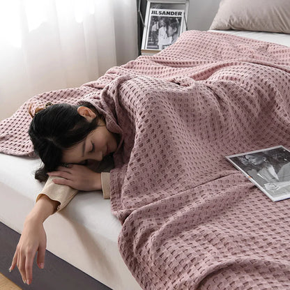 Coperta di cotone a quadri di waffle Summer lancio di coperte sottile trapunta per letti per la casa coverte hotel a casa coperte di lancio rosa verde coperte