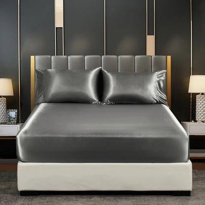 Drap de lit soyeux avec bande élastique de luxe antidérapant un couvercle de matelas réglable pour le lit double couple