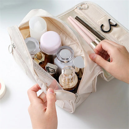 Nagy kapacitású utazási kozmetikai táska hordozható piperesést mosóhoroggal vízálló női fürdőszoba tároló smink tok