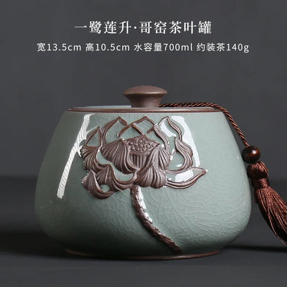 Ceramic Tea Caddy Storage Tank Sealed Jar Candy Jar Tea Box Sugar Bowl Tea Organizer Home Food Container Decorative Jars Tea Can
