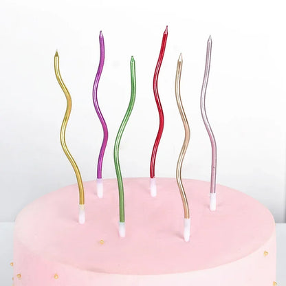 6pcs gebogen cake kaarsen verjaardag babydouche geslacht onthullen cupcake decoreren kaarsen toppers bruiloft feest decoratieve benodigdheden