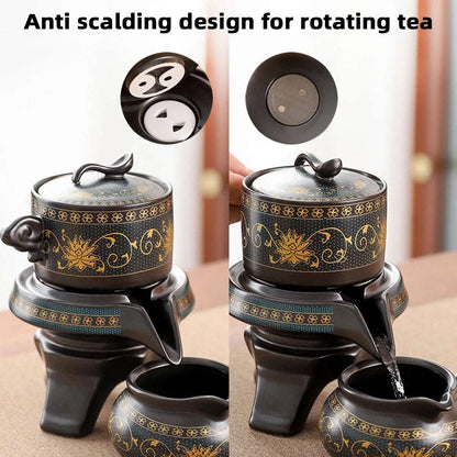 Chinese Tea Set Ceramic Kungfu Tea Set With Pattern Tea Pot And Cup Kit Multifunctional Travel Teapot Gift For Friends Family