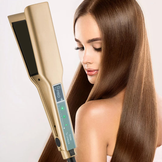 Narovnání vlasů štětec Titanium deska plochá žehlička hřeben keratin léčba salon s salonem vlasů Stylingové nástroje Duální napětí