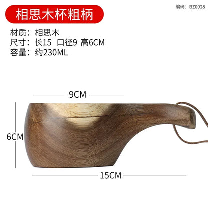 Natural Solid Wood Finnish Cup Outdoor Camping Mug Natural Acacia Wooden Tea Cup Milk Tea Wine Cup Portable Anti Scalding