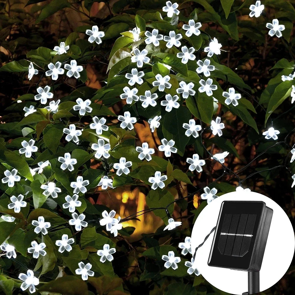 10m / 7m String solaire Lumières de Noël extérieurs 100/50/20led 8mode étanche du jardin de fleurs de fleur d'éclairage de fleur de fleur décoration de maison