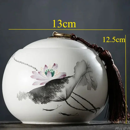 Large Capacity Ceramic Tea Caddy Portable Sealed Travel Tea Jar Candy Coffee Storage Spice Container Tea Boxes Storage Tank