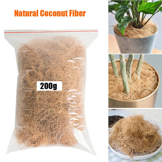 200g természetes kókuszdió héja szálas virágcserapító kézműves rovarbiztos védelem a virágnövény talajának tartsa meg a meleg hüllő ágynemű madárfészeket