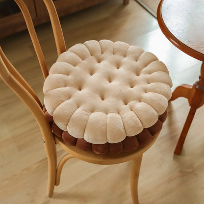 Ins Cookie Biscuit Cushion Soft mignon Throw Oreiller carré Cercle carré épaississer le siège décoratif pour chaise ménage