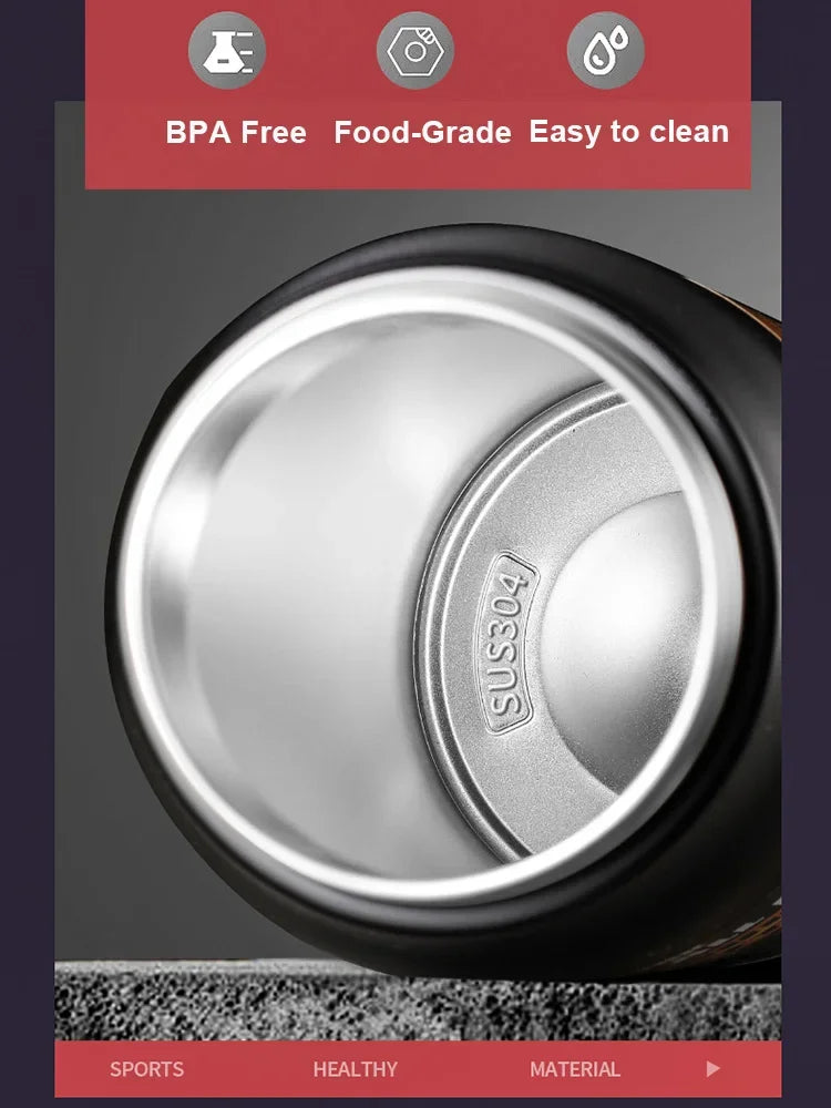 304 Stainless Steel Thermos Portable Outdoor Thermal Mug Tumbler Vacuum Flasks Cold and Hot Sports Water Bottle with Straw