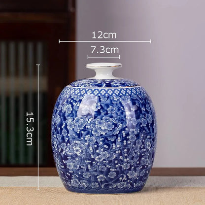 Blue and White Porcelain Tea Canister Ceramic Tea Organizer Box Storage Jars Desk Decoration Tea Jar Coffee Container Tea Caddy