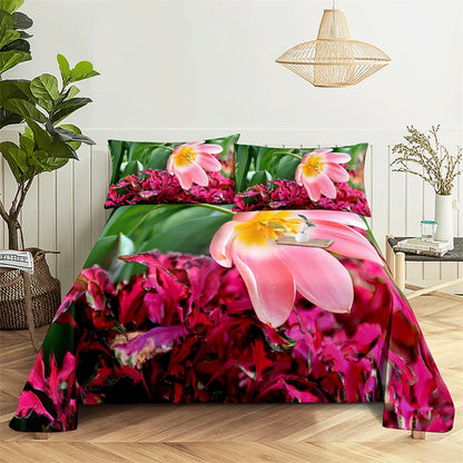Pink Rose Queen Sheet Set Girl, Lovers Room Bedding Set Bed Seng