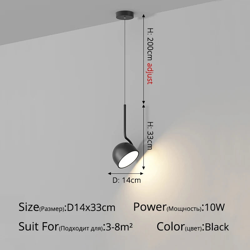 Dimming Simple Black White New LED Modern Pendant Lights Living Study Dining Room Bedroom Bedside Bar Loft Lamps Indoor Lighting