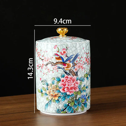 European Ceramic Storage Jar Enamel Decorative Kitchen Cereal Dispenser Coffee Table Desktop Tea Canister Living Room Candy Jars