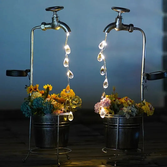 Solarna zalijeva svjetla slavine LED Iron Saditer Lantern vodootporno dvorište vanjski vrtni ukras Vanjski krajolik Stopcock svjetiljka