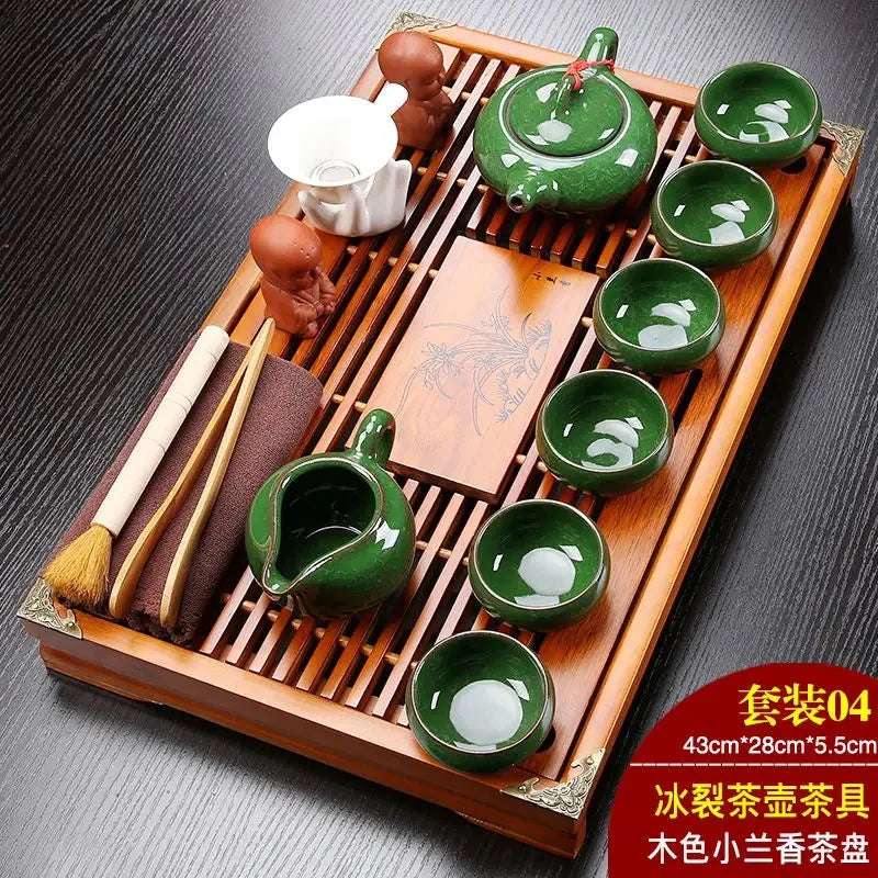 Hot Sale Yixing Ceramic Kung Fu Tea Set Solid Wood Tea Tray Teapot 27-piece Tea Suit Chinese Tea Ceremony