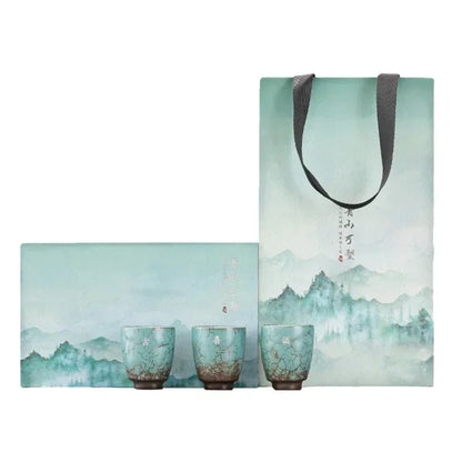 Gift Box, Espresso Cups,Japanese Ceramic Tea Cup, Porcelain Tea Bowl, Pottery Coffee Mug, Teacup Mugs, Coffee Cups, 1 Set