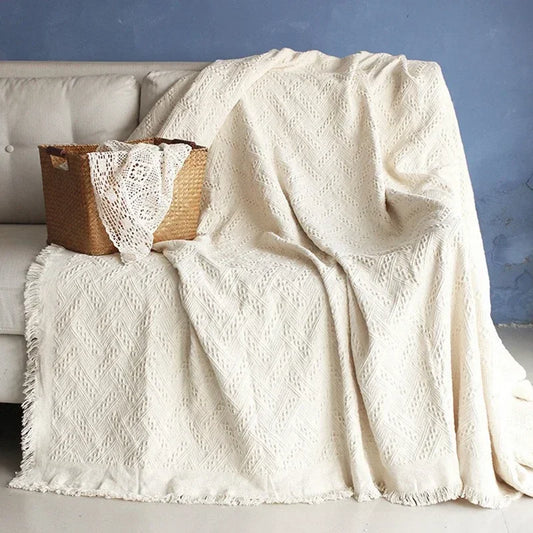 Manta de sofá suave para acampar estera picnic mantas de viaje de viaje con toallas de aire acondicionado de verano tejidas de borla a cuadros de la cama 담요