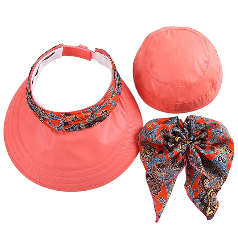 Fashion Women Summer Outdoor Riding Anti-Uv Sun Hat Plage Place pliable Suncreen Floral Print Caps Neck Face largeur