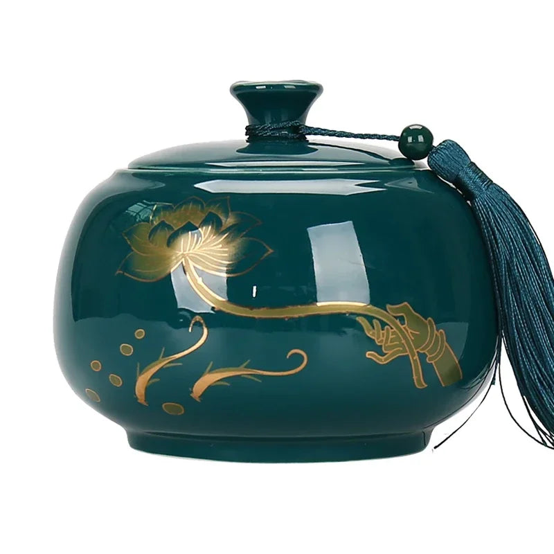 Large capacity Ceramics Tea Caddy Tieguanyin Tea Containers Travel Tea Box Storage Tank Sealed Tea Jar Coffee Spice Organizer