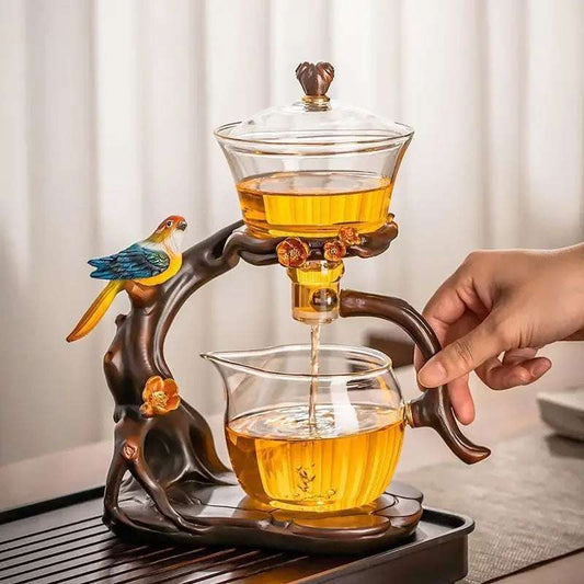 2024 New Glass Automatic Tea Set for Household Light Luxury High-end Teacup Magnetic Teapot Lazy Tea Maker