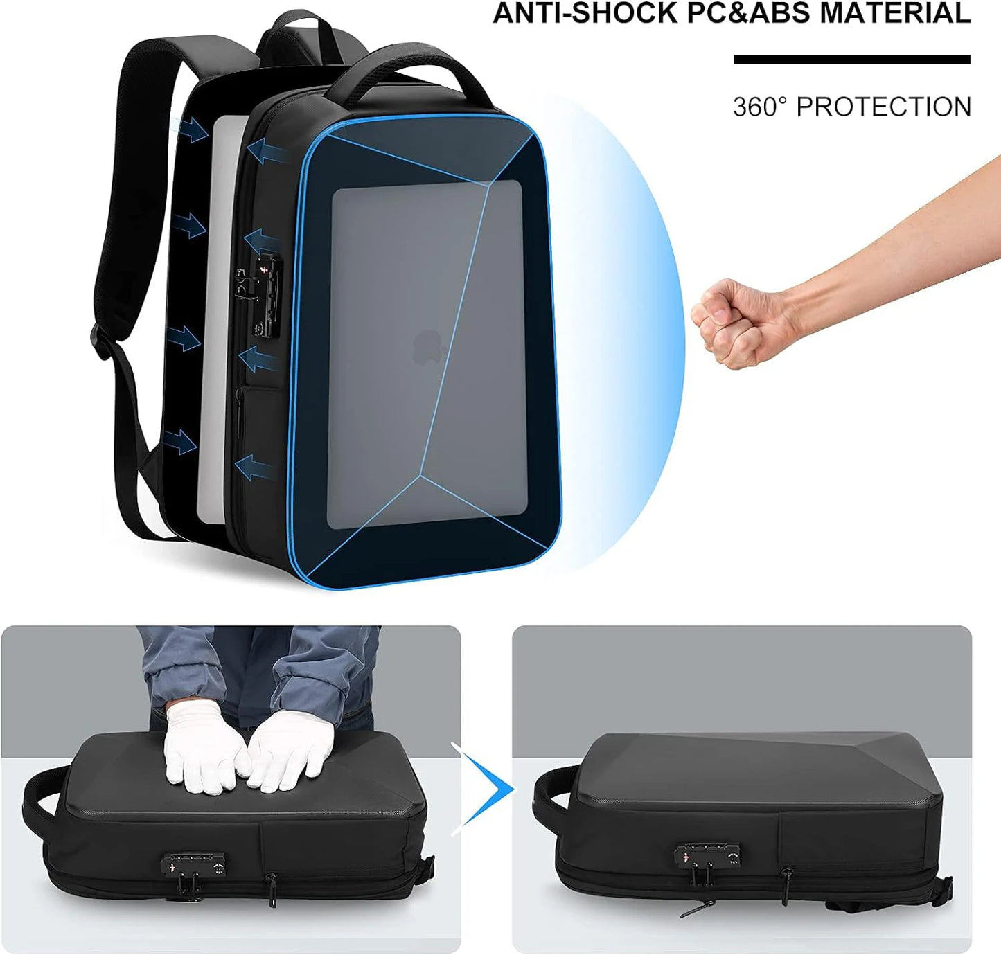 Rozszerzalny plecak laptopa menu plecak 15,6 cala wodoodporne anty-thef torebka biznesowa USB ładowanie twarde obudowy Mochilas de hombre
