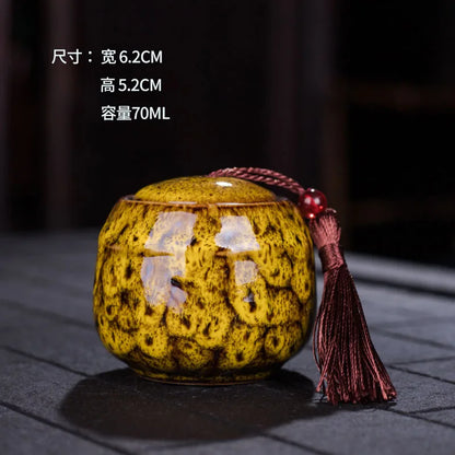 Ceramic tea can, small size, portable, kiln sealed can, household tea storage tank, powder medicine can tea tin Coffee can