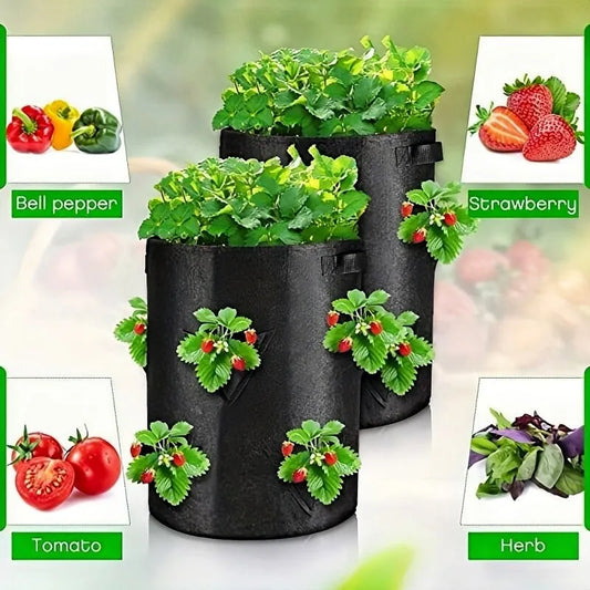 Leer aardbeienbroektas Groentebouw Tas Pot Plant 5/7/10Gal Grow Bag Tuin Terras Multi-Mouth Container Bags