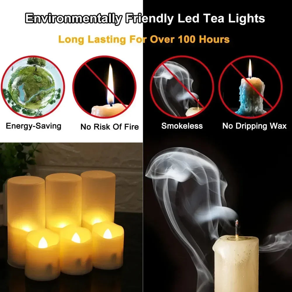 6Pcs/Set Rechargeable LED Candle Timer Remote Flickering Flames Wedding Candles Birthday Decor Tealights USB Charger Candle Lamp