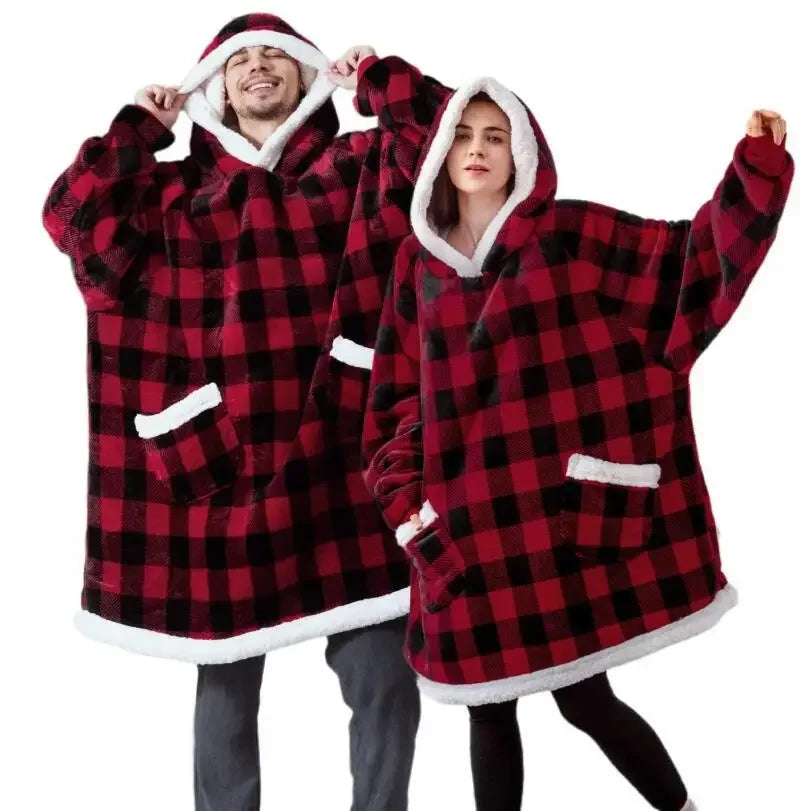Warme dicke TV -Kapuzepullover Decke Unisex Riesenpocket Erwachsene und Kinder Fleece gewichtete Decken für Betten reisen nach Hause