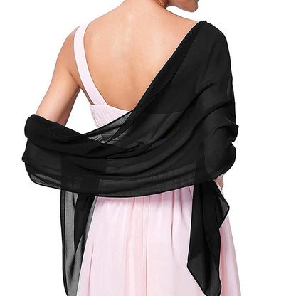 צבע אחיד קוריאני שקוף שיפון צעיף משי קיץ מגבת חוף מגבת קרינה נשים נשים לחתונה מפלגת ערב שמלת שמלת R21