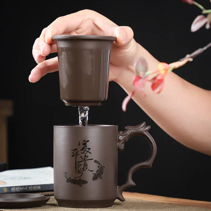 Chinese Yixing Purple Clay Teacups Raw Ore Handmade Master Cup Household Drinkware Chinese Teaware Supplies with Filter