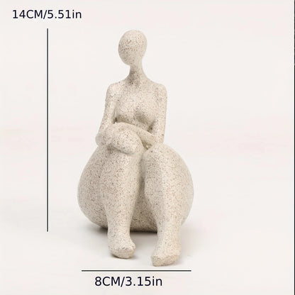 1pc, Sandstone Resin  Chubby Woman Statue  Handmade Sandstone Abstract Art Home Living Room Office Cabinet Tabletop Entryway Dec