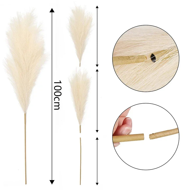 39inch Fluffy Artificial Pampas Grass Floare pentru decor Boho Buchet Flori Nuntă Casă de Crăciun Decorat Flori Fake Reed