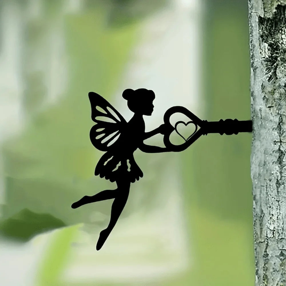 Angel on Branch oceľ Silhouette Metal Art Fairy Silhouette Orname Ornament Wall Art Domov záhradný dvor