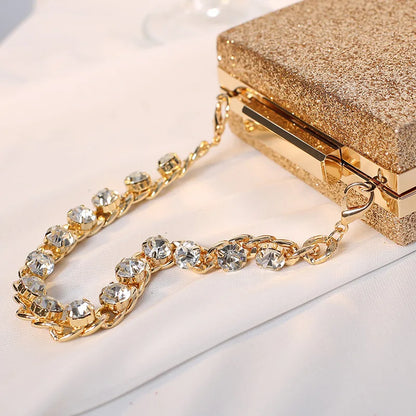 Women Glitter Evening Clutch Bags Fashion Diamond Chain Banquet Wallets Wedding Dinner Handbags Mobile Phone Purse Party Gifts