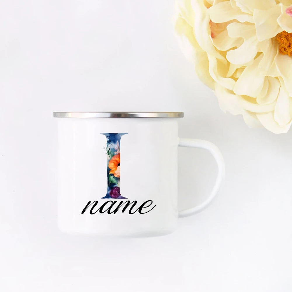 Personalized Floral Initial Name Cup Custom NameTea Coffee Hot Chocolate Mug Bride Bridesmaid Mothers Day Gift for Her