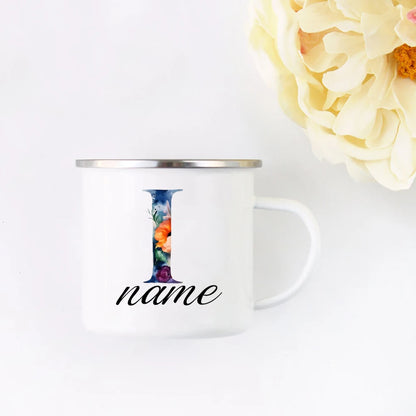 Personalized Floral Initial Name Cup Custom NameTea Coffee Hot Chocolate Mug Bride Bridesmaid Mothers Day Gift for Her