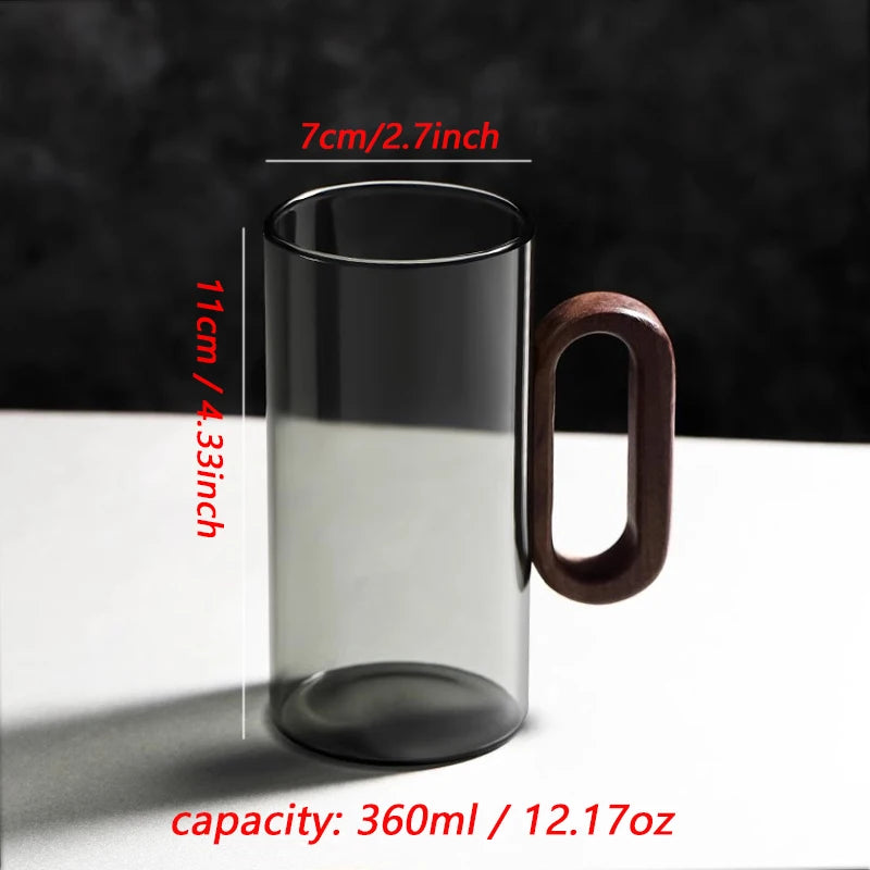 2/4/6pcs Glass Mug With Wooden Handle Heat-resistant Teacup Set Transparent Breakfast Milk Juice Cup Home Party Drinkware